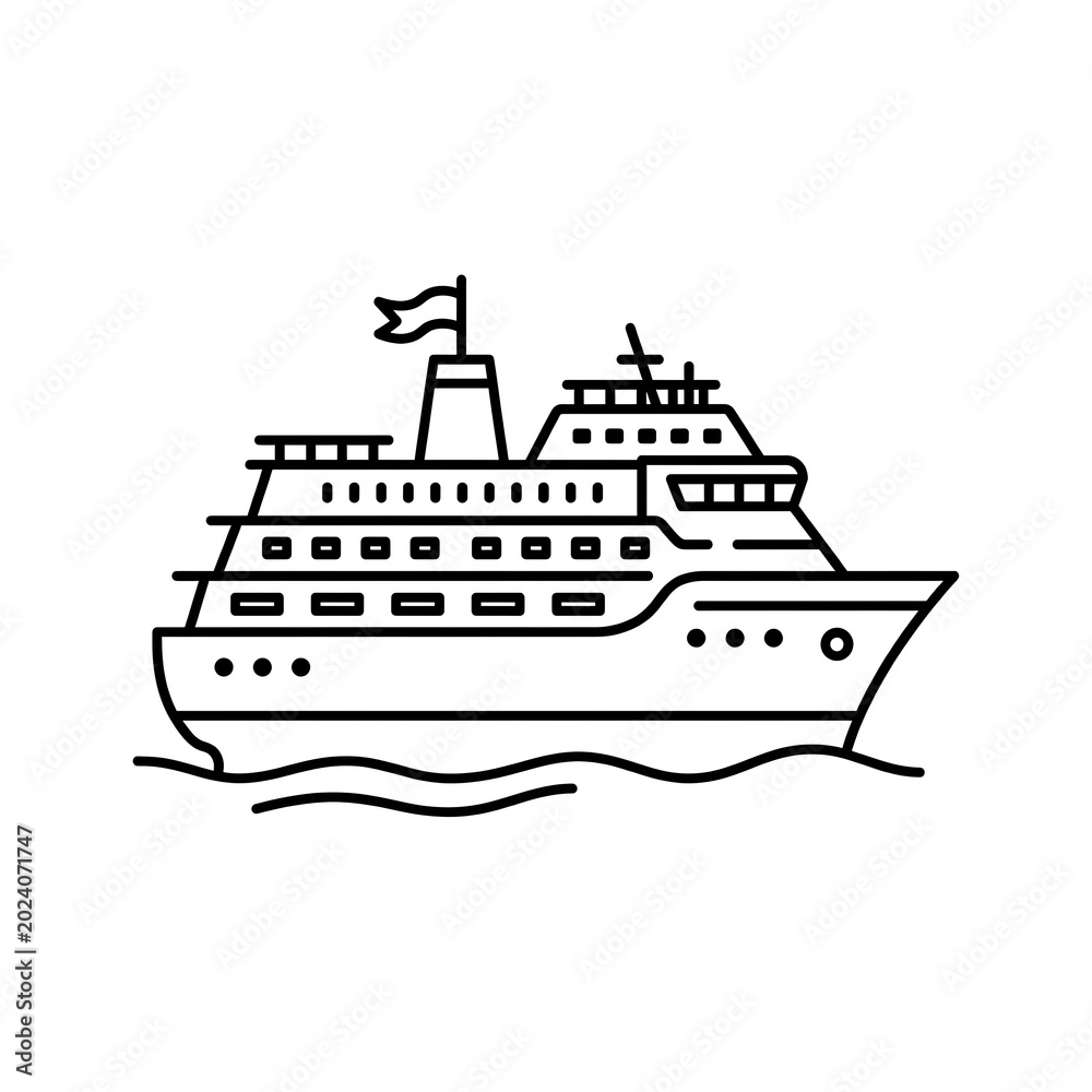 Fototapeta premium Cruise ship illustration vector design on a white background