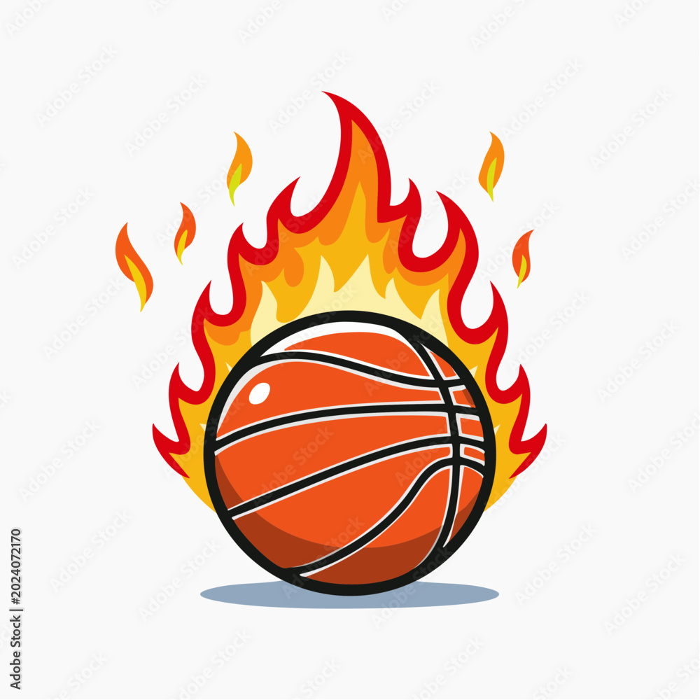 Fototapeta premium Basketball on Fire Illustration