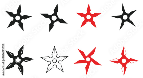 Foto Ninja Weapons Collection: Black and Red Shuriken Stars