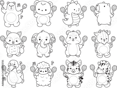 Photography Coloring pages of cute wild animals and pet. Outline of animals
