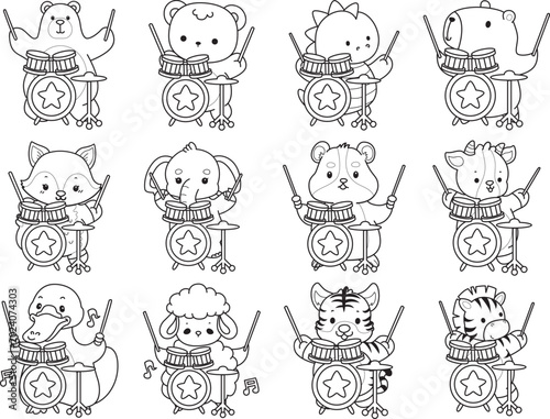 Photography Coloring pages of cute wild animals and pet. Outline of animals
