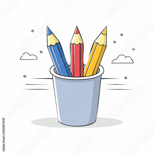 Three Colored Pencils in a Cup