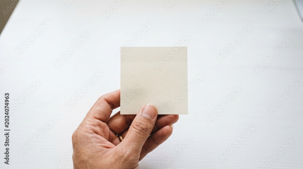 Obraz premium Hand Holding Blank White Card Mockup, Copy Space Template Concept made by AI generative