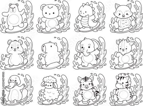 Photography Coloring pages of cute wild animals and pet. Outline of animals