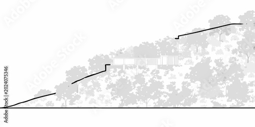 Foto hillside building silhouette with landscape architectural section