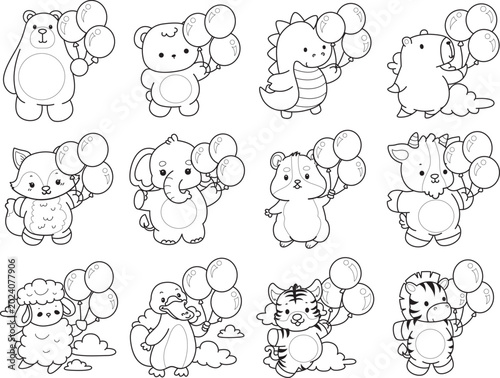 Photography Coloring pages of cute wild animals and pet. Outline of animals