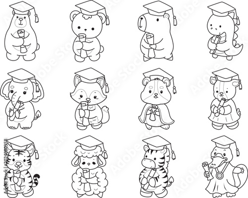 Photography Coloring pages of cute wild animals and pet. Outline of animals