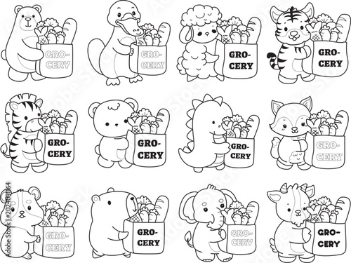 Photography Coloring pages of cute wild animals and pet. Outline of animals