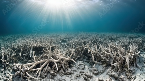 Degraded Coral Reefs in Ocean Acidification Showing Significant Damage from Climate Change Effects Under Soft Sunlight