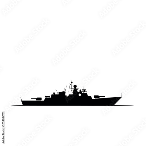 Foto Silhouette of a Military Warship Vessel.