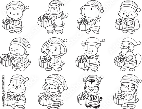 Photography Coloring pages of cute wild animals and pet. Outline of animals