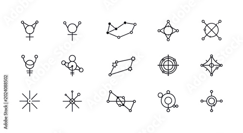 Canvas-taulu Set of astrological and astronomical symbols representing celestial bodies and constellations