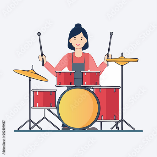 Woman playing drums