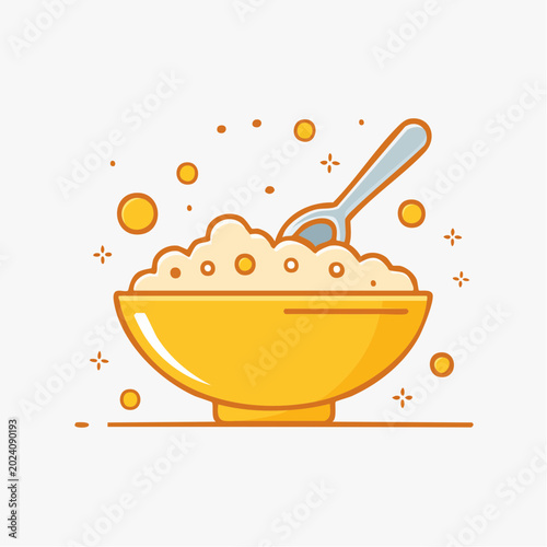 Bowl of Oatmeal with Spoon Icon