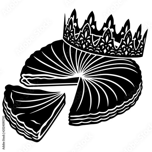 Foto Silhouette of layered cake with ornate crown, symbolizing Galette des Rois, French Epiphany tradition, and festive royal celebration