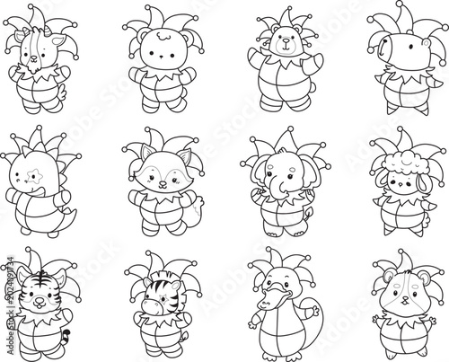 Photography Coloring pages of cute wild animals and pet. Outline of animals