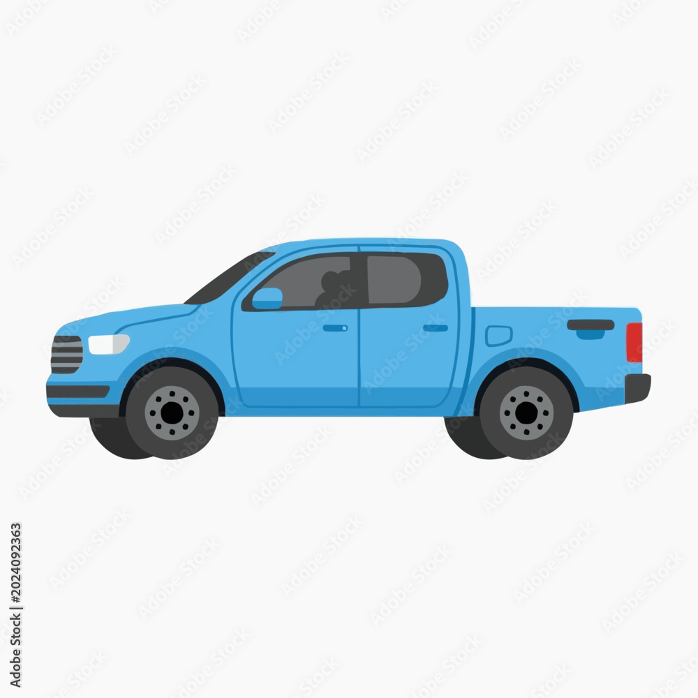 Fototapeta premium Blue pickup truck illustration isolated on white background