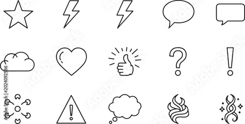 Line icons, symbols, chat signs, web graphics isolated PNG with Transparent Background