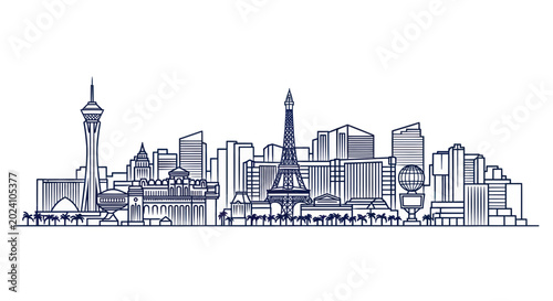 Las Vegas Skyline Illustration - Iconic Landmarks and Modern Architecture