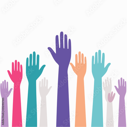 Diverse Hands Raised in Unity and Participation