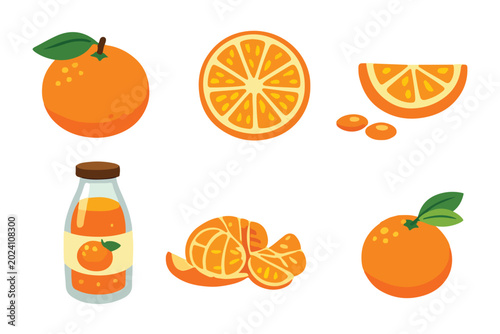 Tableau sur toile orange fruit juice element bundle set