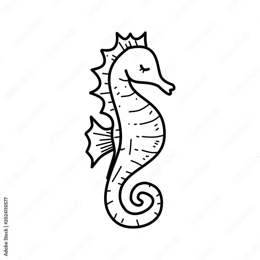 Fototapeta premium Seahorse Coloring Page Cute Ocean Animal Printable for Kids
