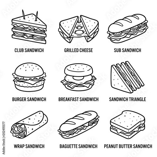 Cuadro en lienzo Variety of sandwiches on a table.