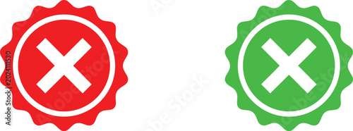 Photos Red and green circular cancel and approve icons with gear border Vector