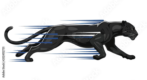 Fotografi Black Panther Running Fast, Motion Blur Effect, Powerful Predator