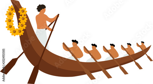 Canvastavla Traditional kerala snake boat race team rowing on water