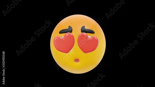 3D Animated Heart Eyes Emoji - Enamored Emoticon Face 4K