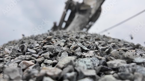 Close‑up view of large crushed gravel aggregate pile for construction and landscaping.