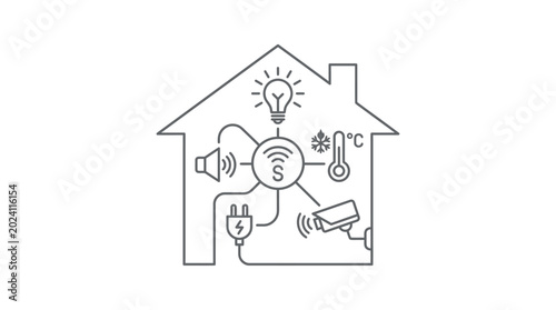 Smart home automation and IoT icon with various devices
