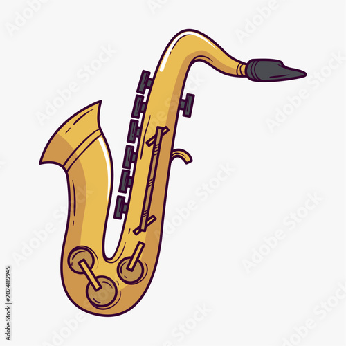 Photography Detailed saxophone illustration representing jazz music, musical performances, and entertainment concepts
