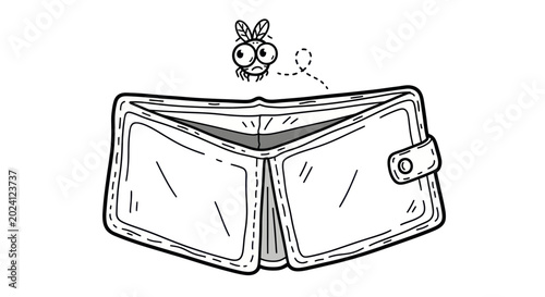 Photos Empty Wallet with Fly - Concept of No Money, Poverty, Financial Crisis
