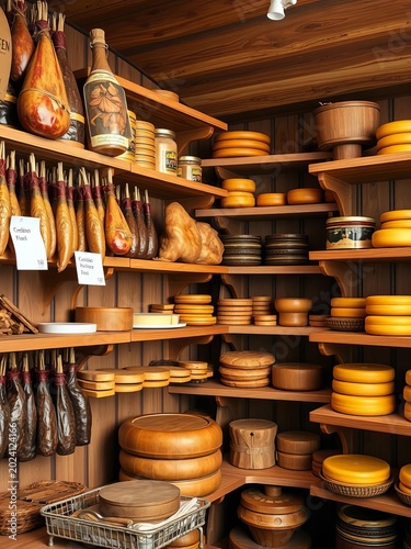 Rustic Cheese and Cured Meat Storage Room Interior