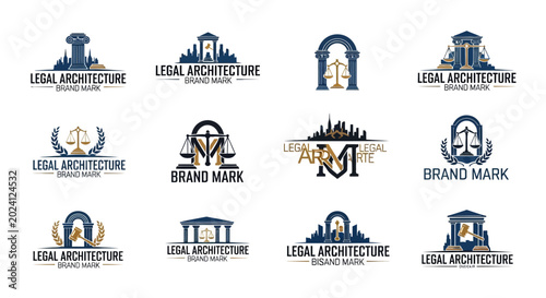 Tableau sur toile Law Firm Logos: Legal Architecture and Justice Symbols Collection