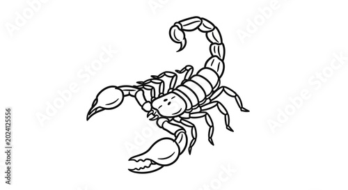 Schilderij op canvas Scorpion Insect Arachnid Black Outline Drawing.