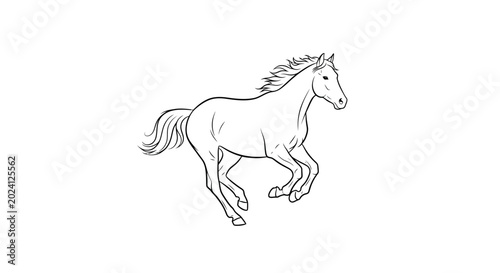 Schilderij op canvas Running Horse in Motion Galloping Fast.