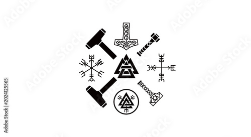 Obraz na płótnie Various occult symbols and geometric shapes.