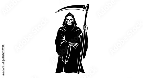 Fotografie Grim Reaper Holding Scythe Standing.