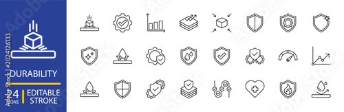 Durability icon set Editable stroke