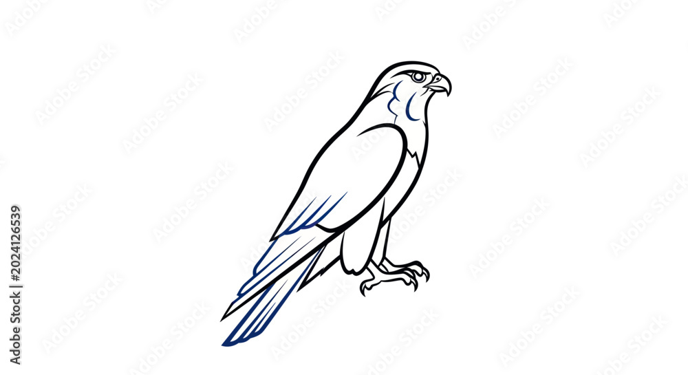 Naklejka premium Minimalist Falcon Line Drawing - Elegant Bird Silhouette