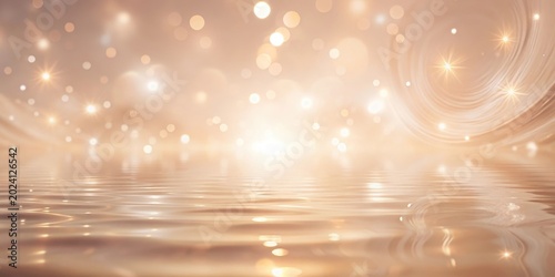 Golden Hour Reflections Serene Water Surface with Shimmering Lights and Gentle Curves