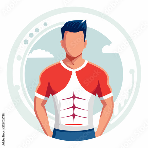 Muscular Man with Six Pack Abs Illustration