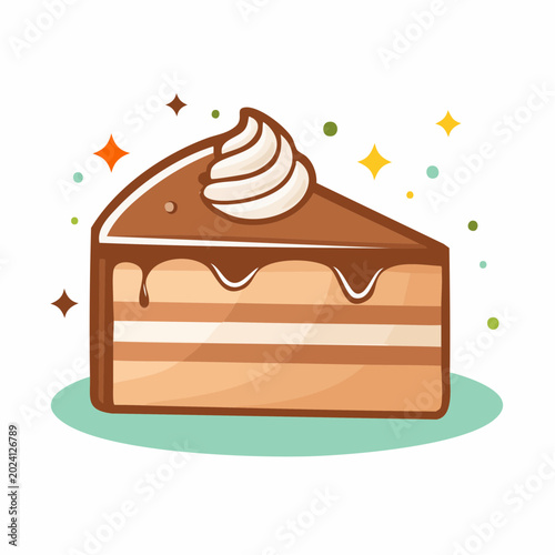 Slice of Chocolate Cake with Whipped Cream