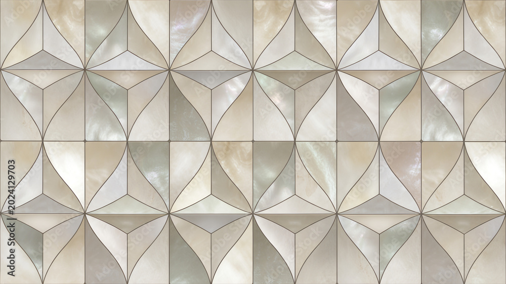 Obraz premium Geometric pattern with white and light gray tones on a wall art geometric