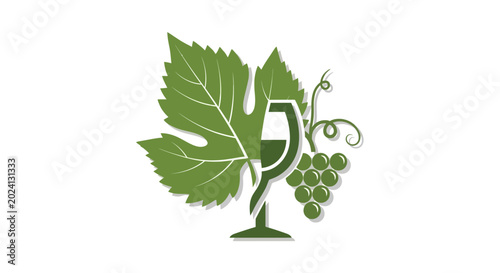 Foto Grape Leaf and Wine Glass Silhouette Icon