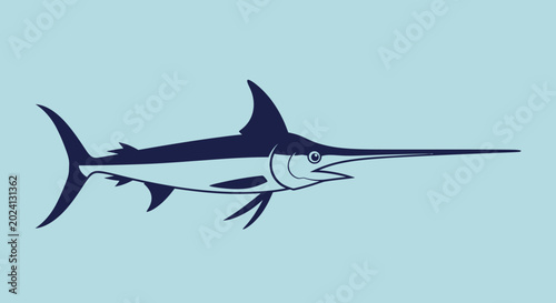 Tableau sur toile Blue Marlin Silhouette Illustration
