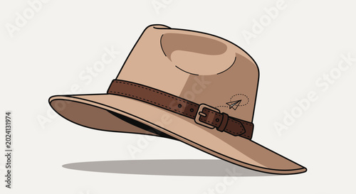 Fotografía Adventure Hat with Paper Airplane Icon - Travel and Exploration Concept